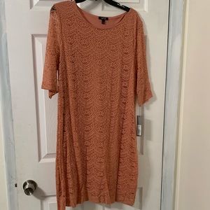 Apricot lace overlay dress size L, new with tag